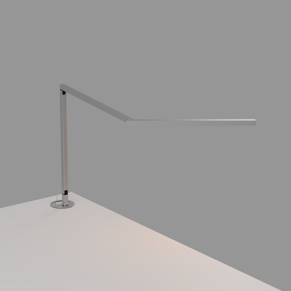 Koncept Lighting ZBD3100-W-SIL-GRM Z-Bar Mini LED Desk Lamp Gen 4 with grommet mount (Warm Light; Silver)